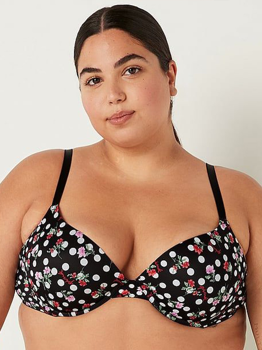 

Victoria's Secret Floral Bra Half Coverage Underwired Heavily Padded, Black