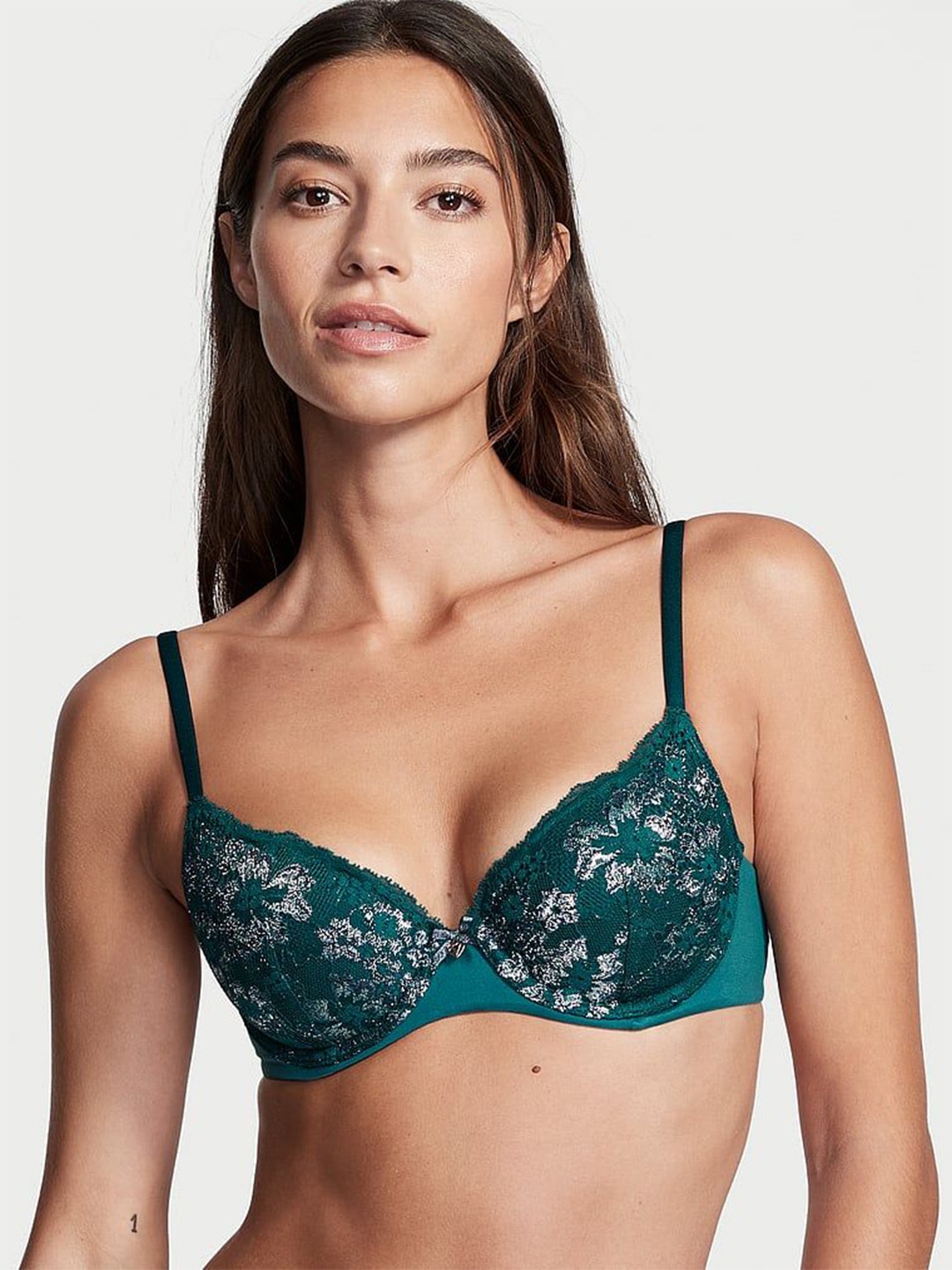 

Victoria's Secret Floral Bra Half Coverage Underwired Lightly Padded, Green