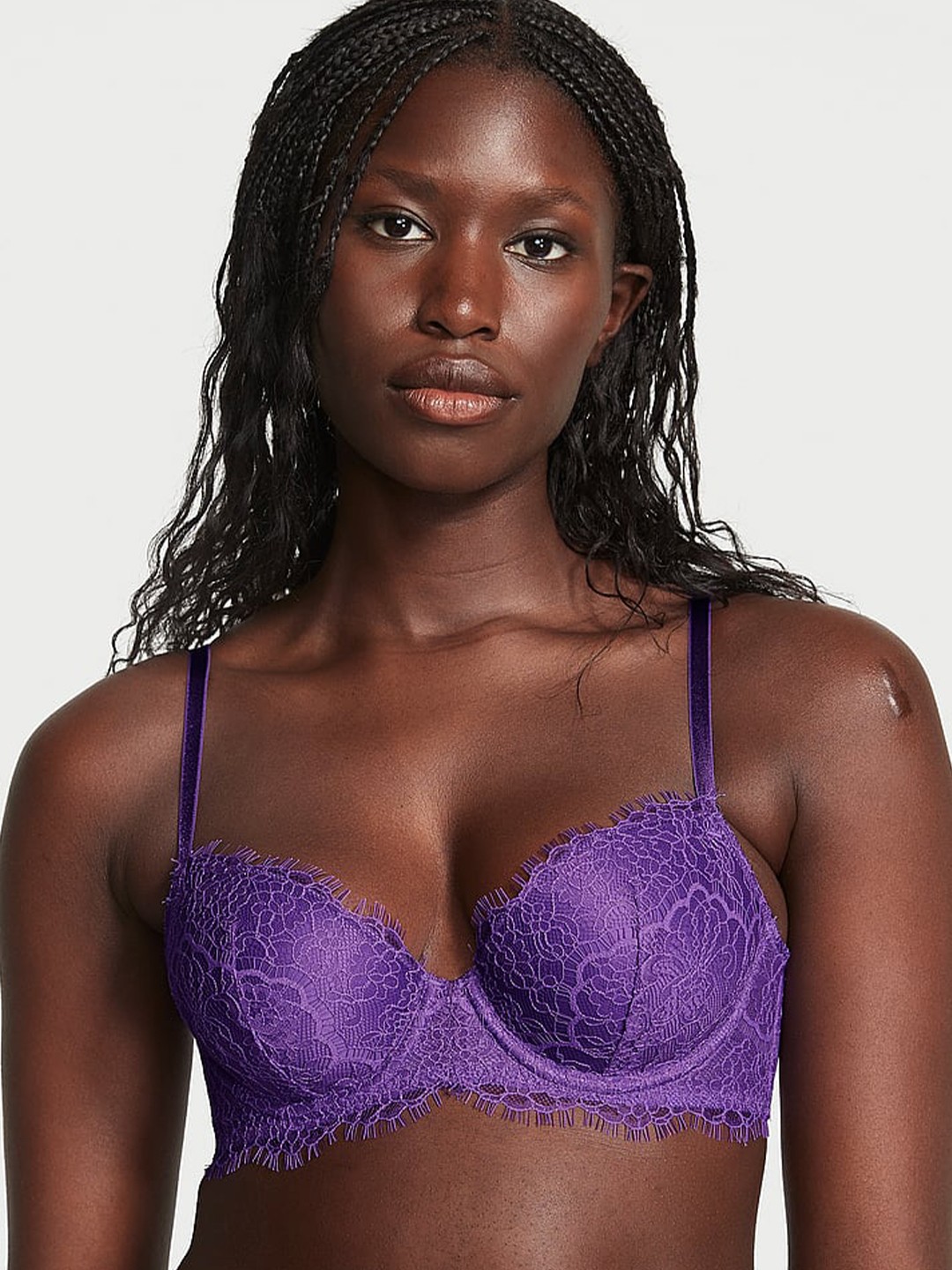 

Victoria's Secret Floral Bra Half Coverage Underwired Lightly Padded, Purple