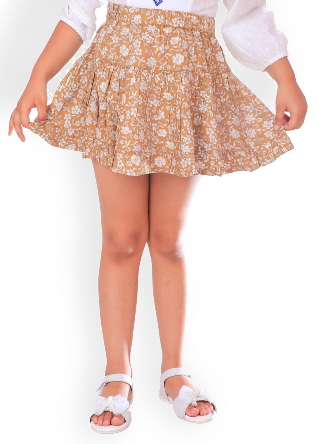 

Miyo Girls Floral Printed Flared Mini Skirt, Yellow