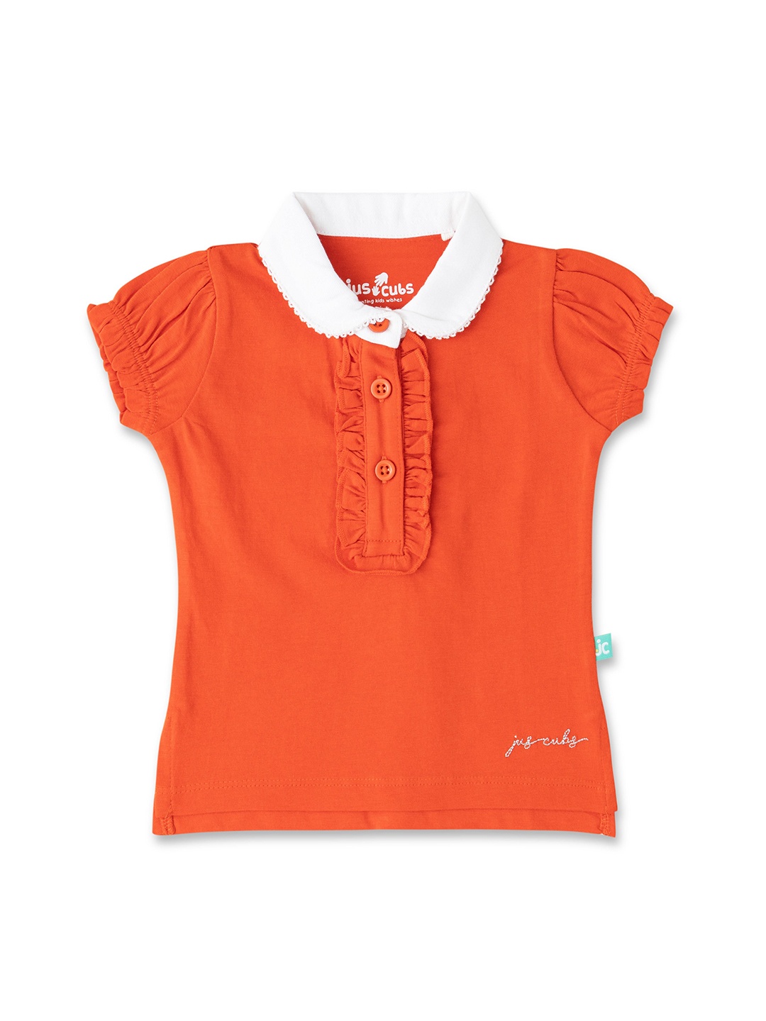 

JusCubs Girls Polo Collar Solid T-shirt, Orange