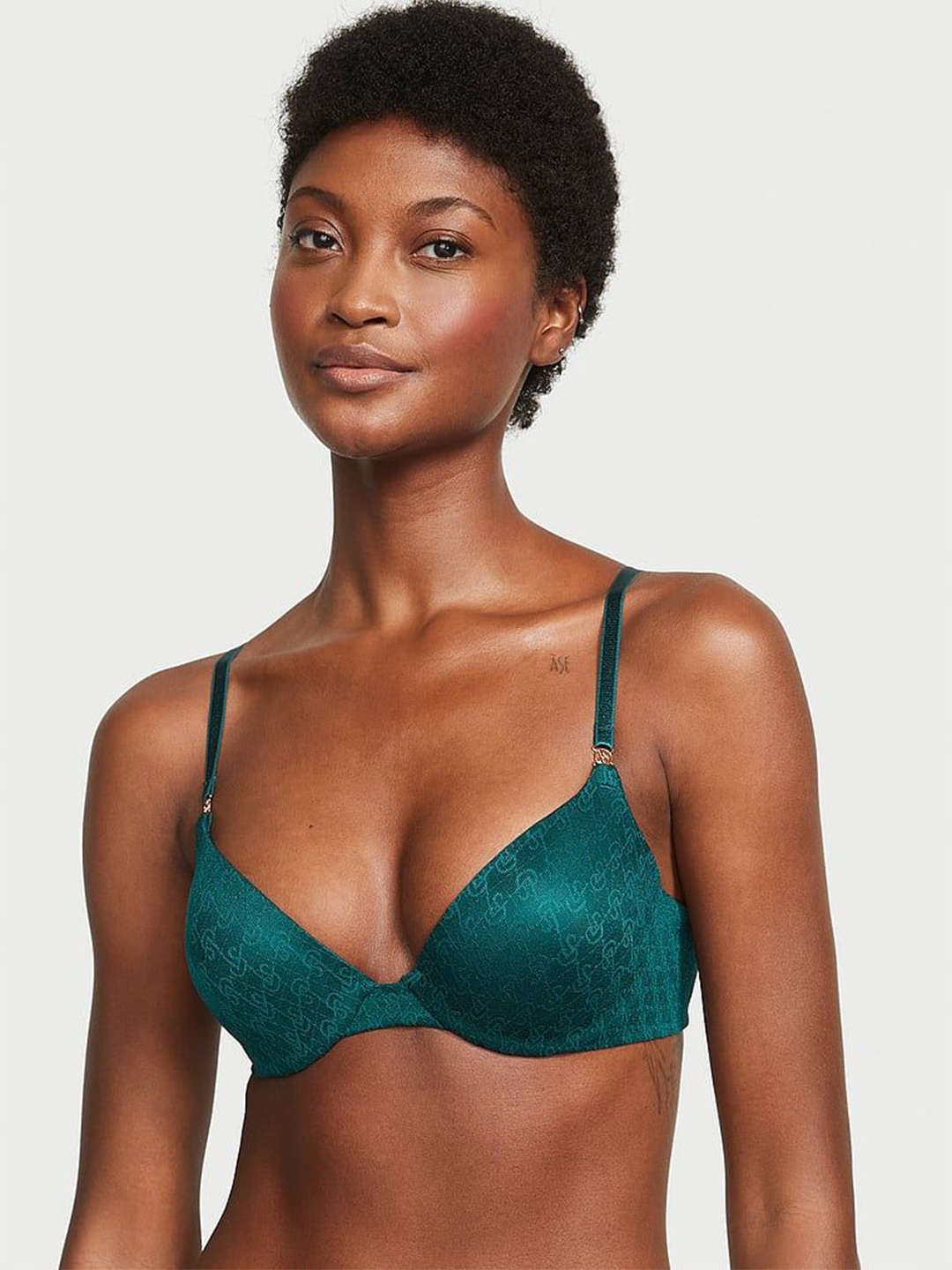 

Victoria's Secret Floral Bra Half Coverage Underwired Heavily Padded, Green