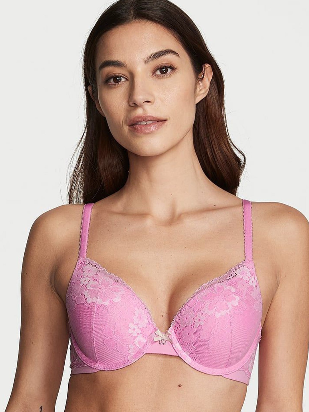 

Victoria's Secret Floral Bra Full Coverage Underwired Heavily Padded, Pink