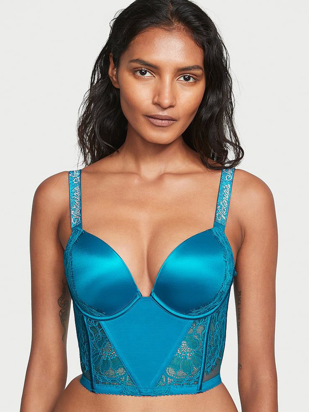 

Victoria's Secret Bralette Bra Medium Coverage Underwired Heavily Padded, Blue