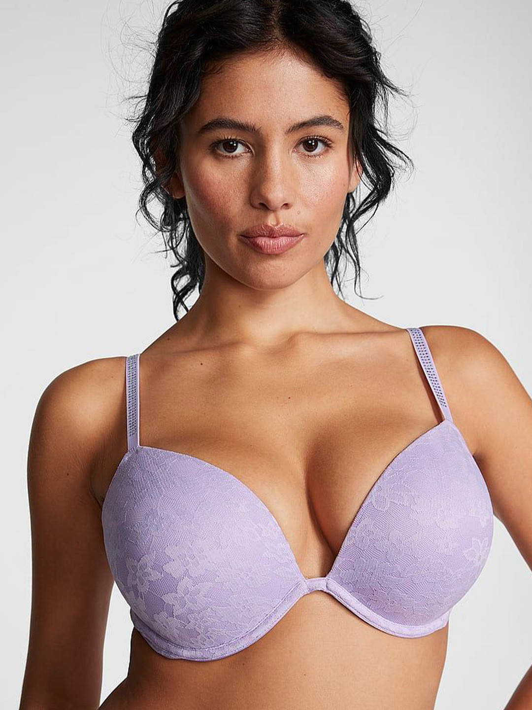 

Victoria's Secret PINK Wear Everywhere Push-Up Bra Half Coverage Underwired Heavily Padded, Purple