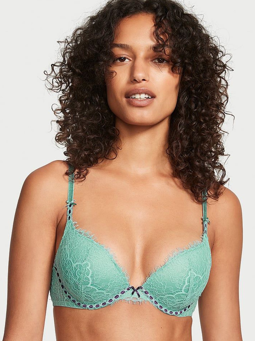 

Victoria's Secret Floral Bra Medium Coverage Underwired Heavily Padded, Green