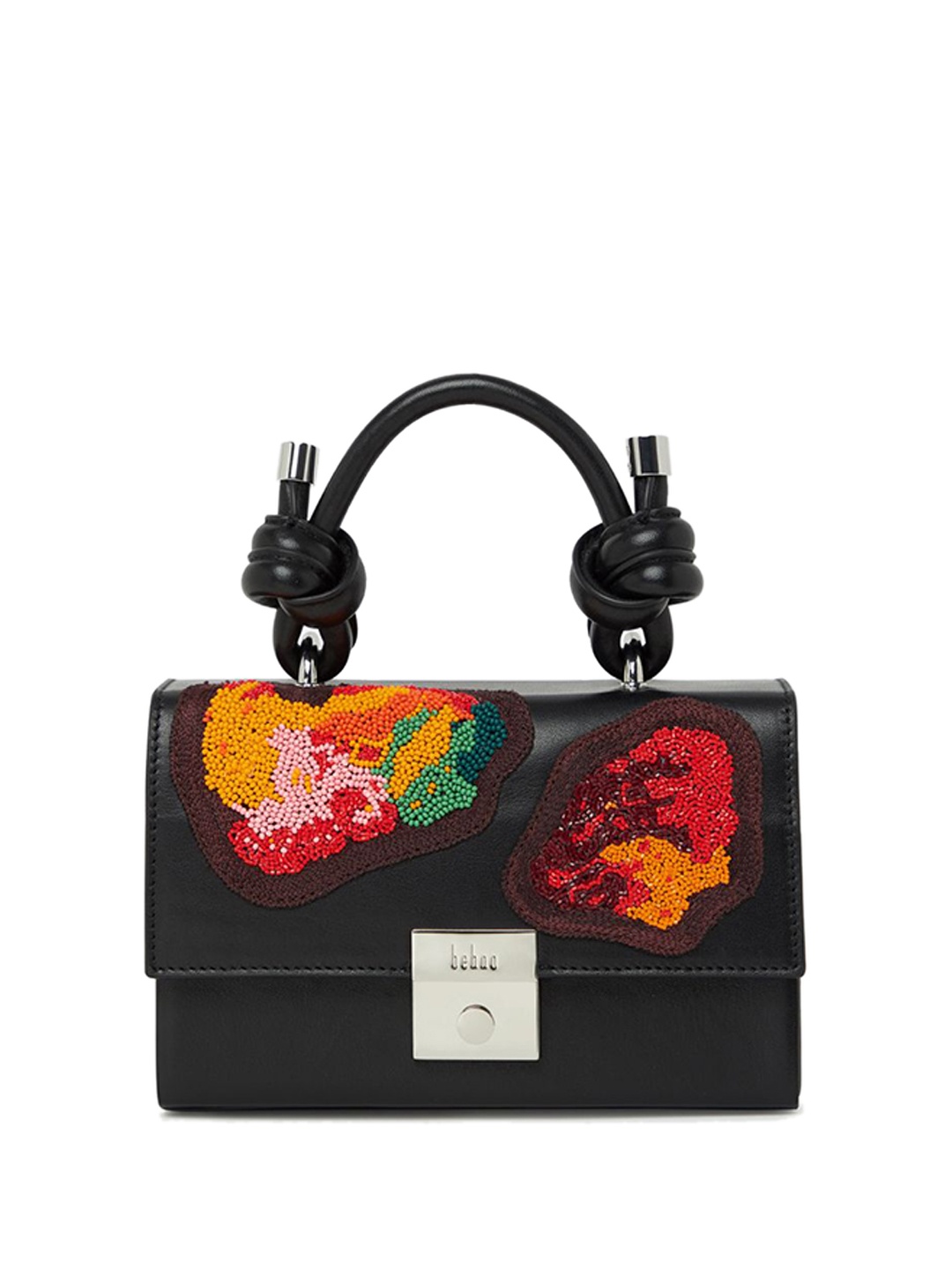 

behno New York Women Printed Leather Structured Satchel, Black
