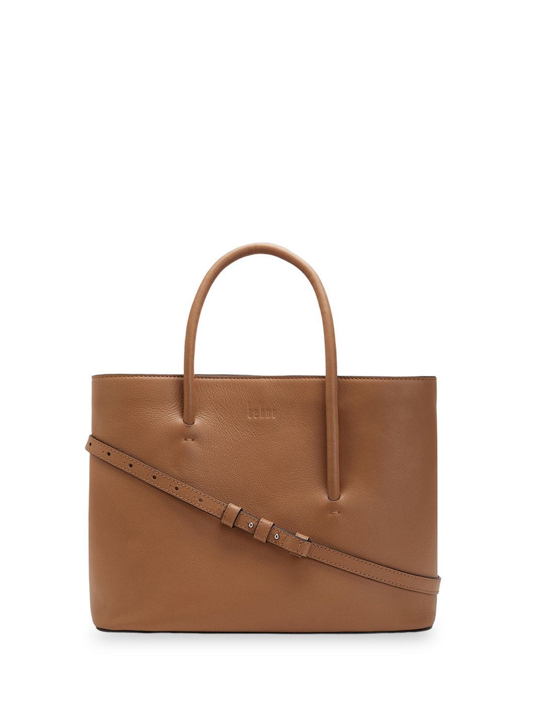 

behno New York Leather Oversized Shopper Tote Bag with Tasselled, Tan