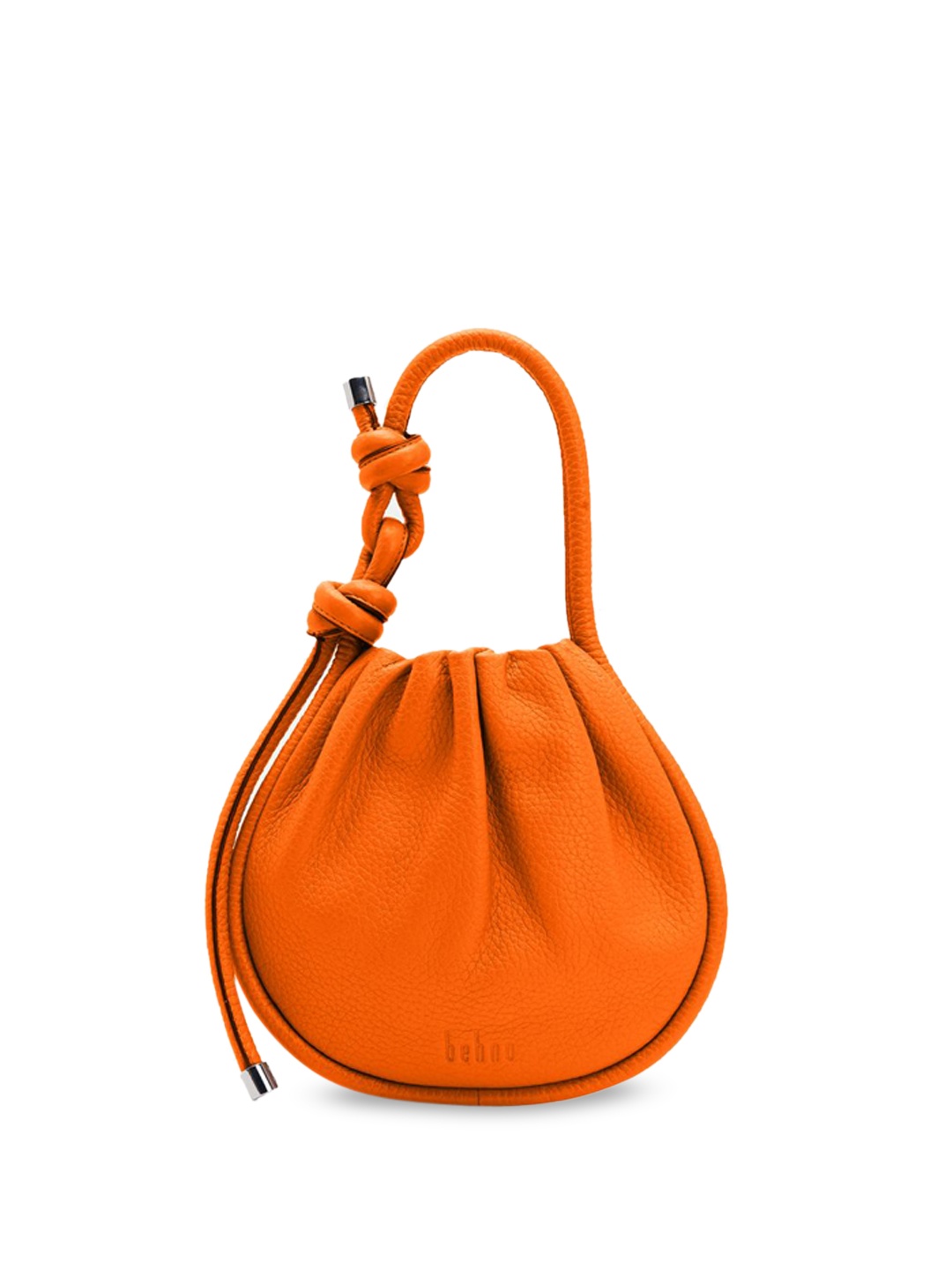 

behno New York Leather Structured Sling Bag with Tasselled, Orange