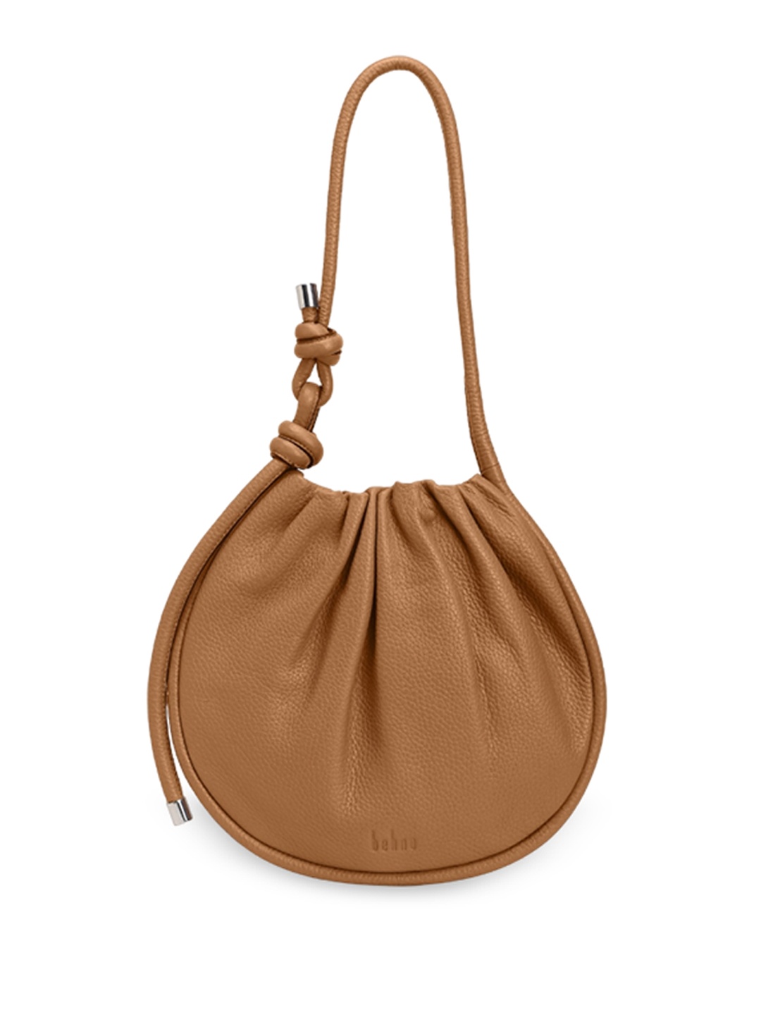 

behno New York WomenLeather Solid Shoulder Bag Buckle Detail with Structured, Tan
