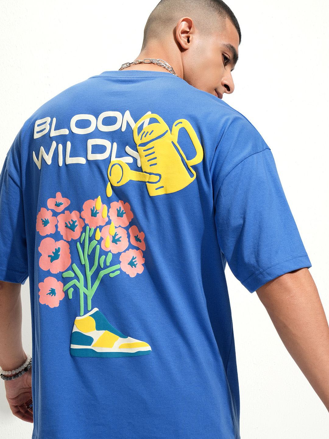 

HIGHLANDER Graphic Printed Drop Shoulder Oversized T-shirt, Blue