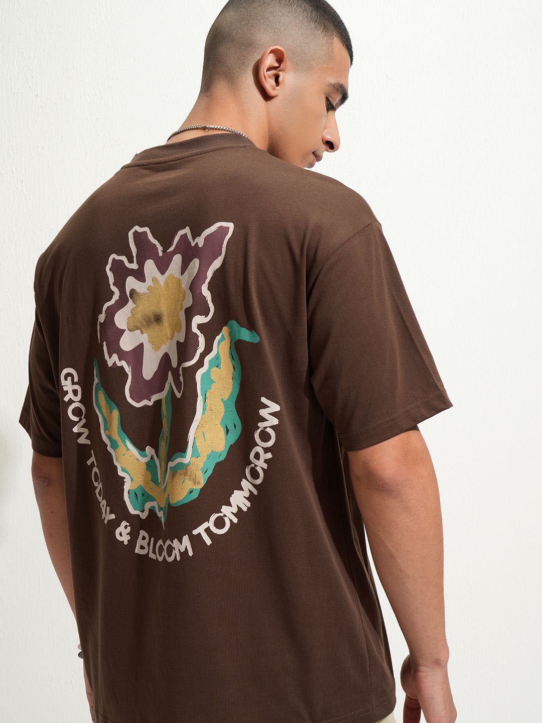 

HIGHLANDER Graphic Printed Drop Shoulders Relaxed T-shirt, Brown