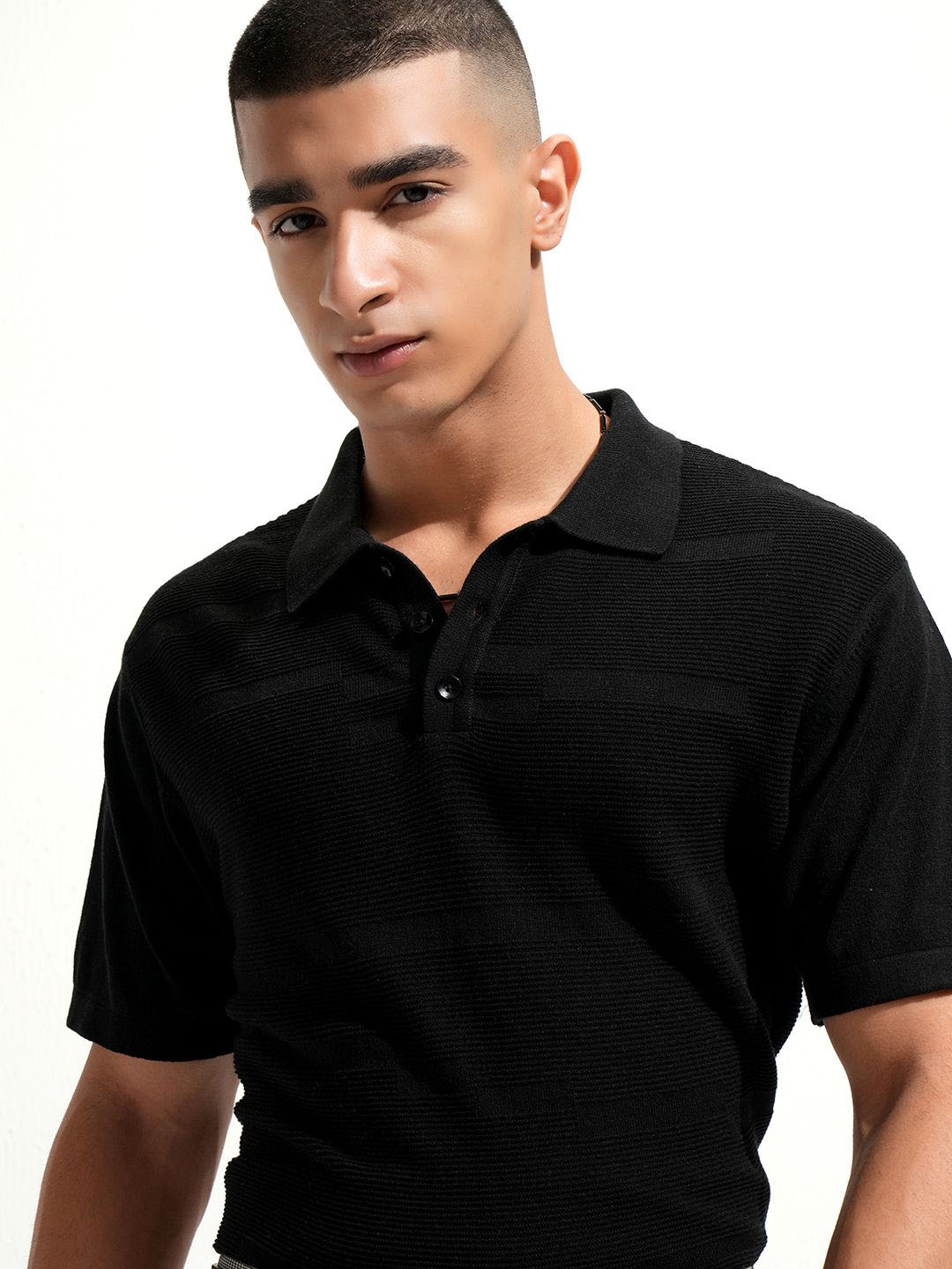 

Highlander Men Regular Fit Half Sleeve Polo Collar Tshirt, Black