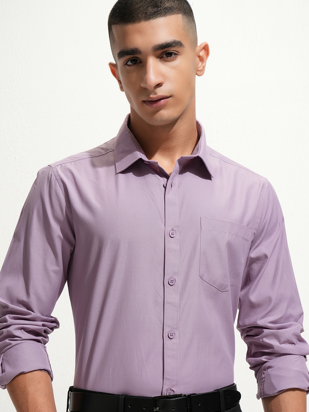 

HIGHLANDER Men Regular Fit Regular Collar Full Sleeves Shirt, Lavender