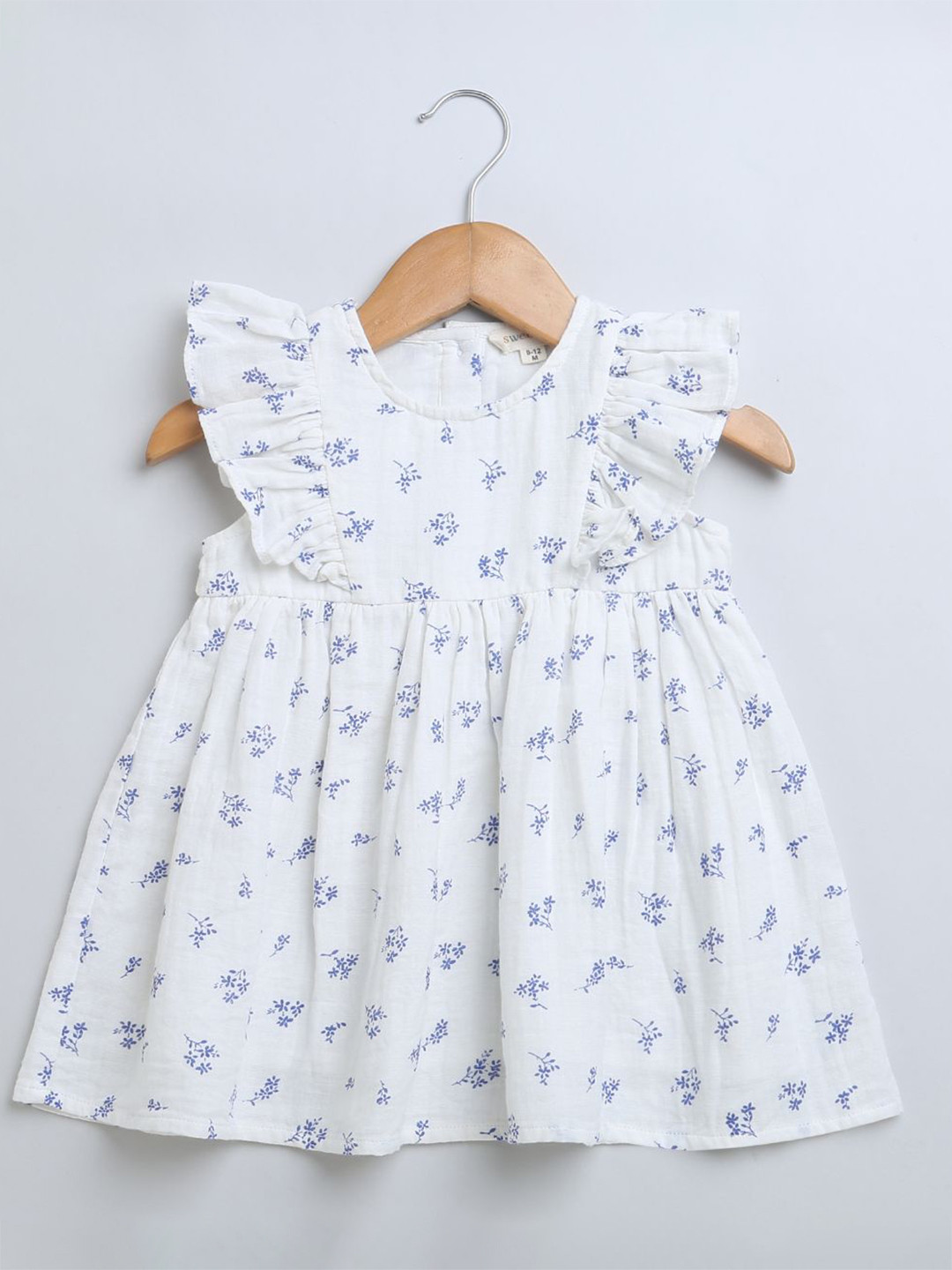 

Sweetlime By AS Round Neck Floral Print Flutter Sleeve Fit & Flare Dress, White
