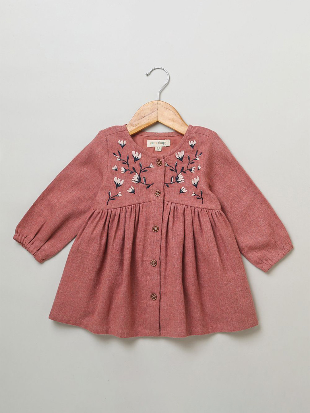 

Sweetlime By AS Girls Floral Printed Cotton Empire Dress, Pink