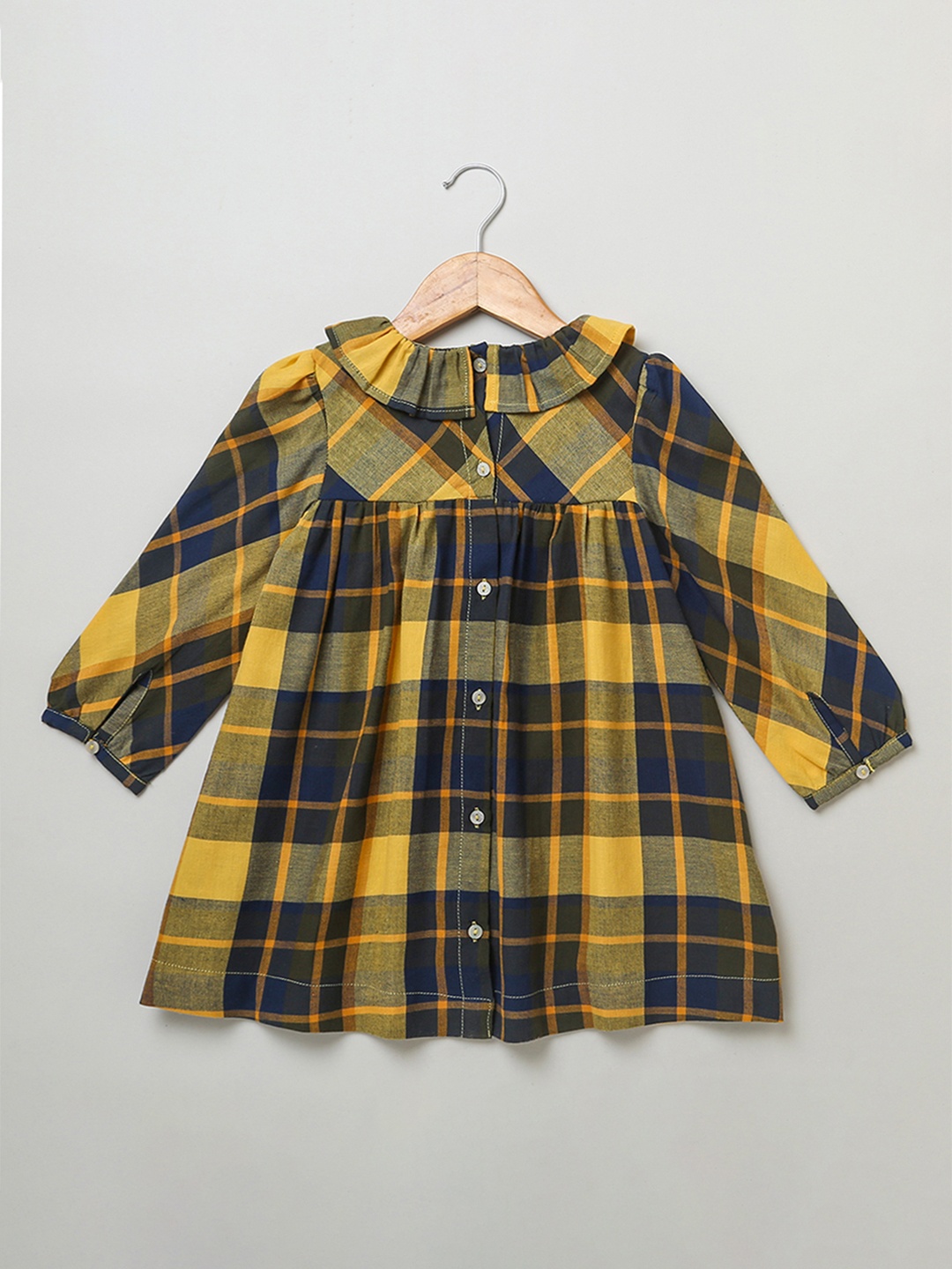 

Sweetlime By AS Girls Checked Round Neck A-Line Dress, Yellow