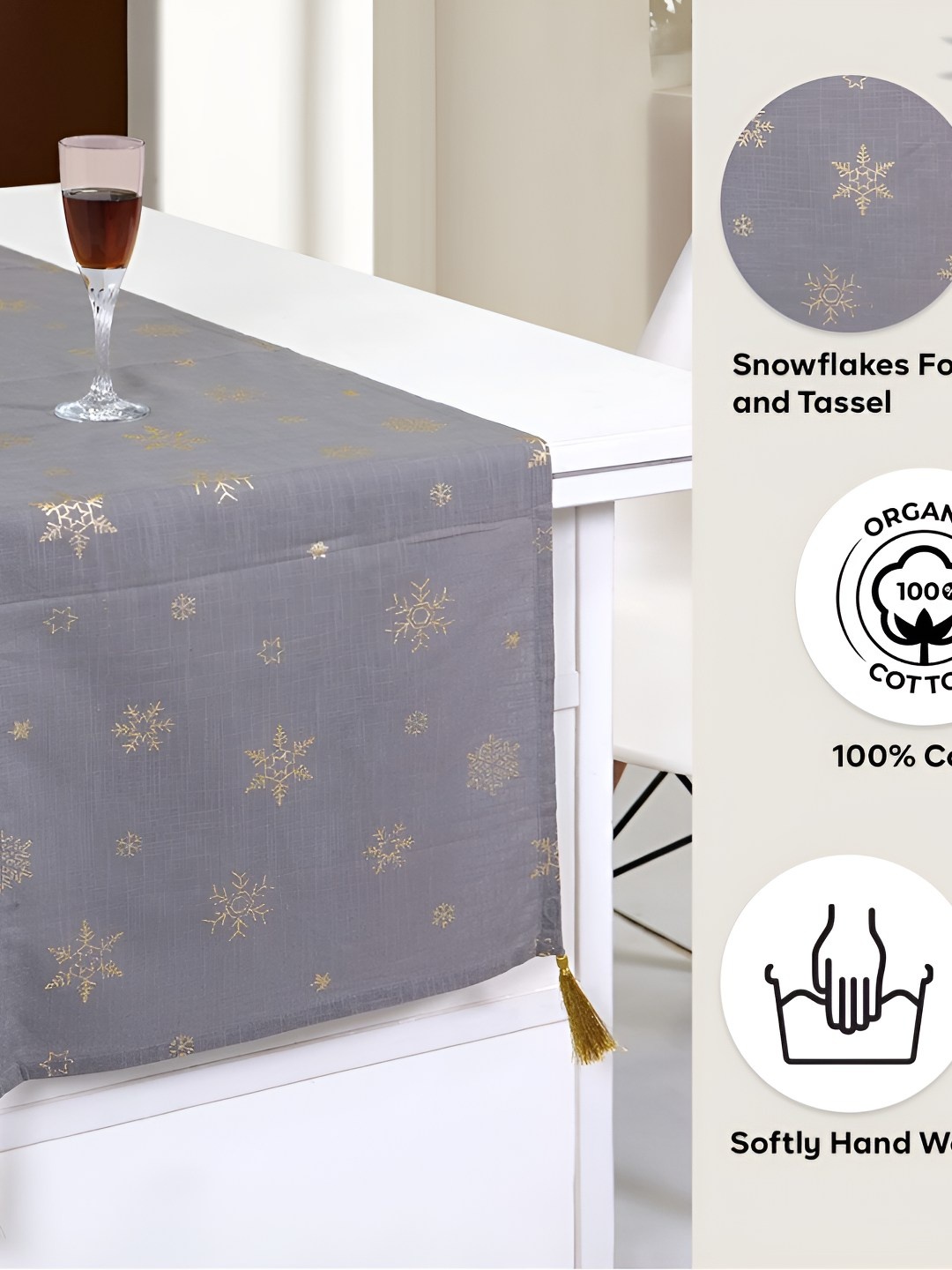 

Ode & Cleo Grey Printed Pure Cotton Table Runner