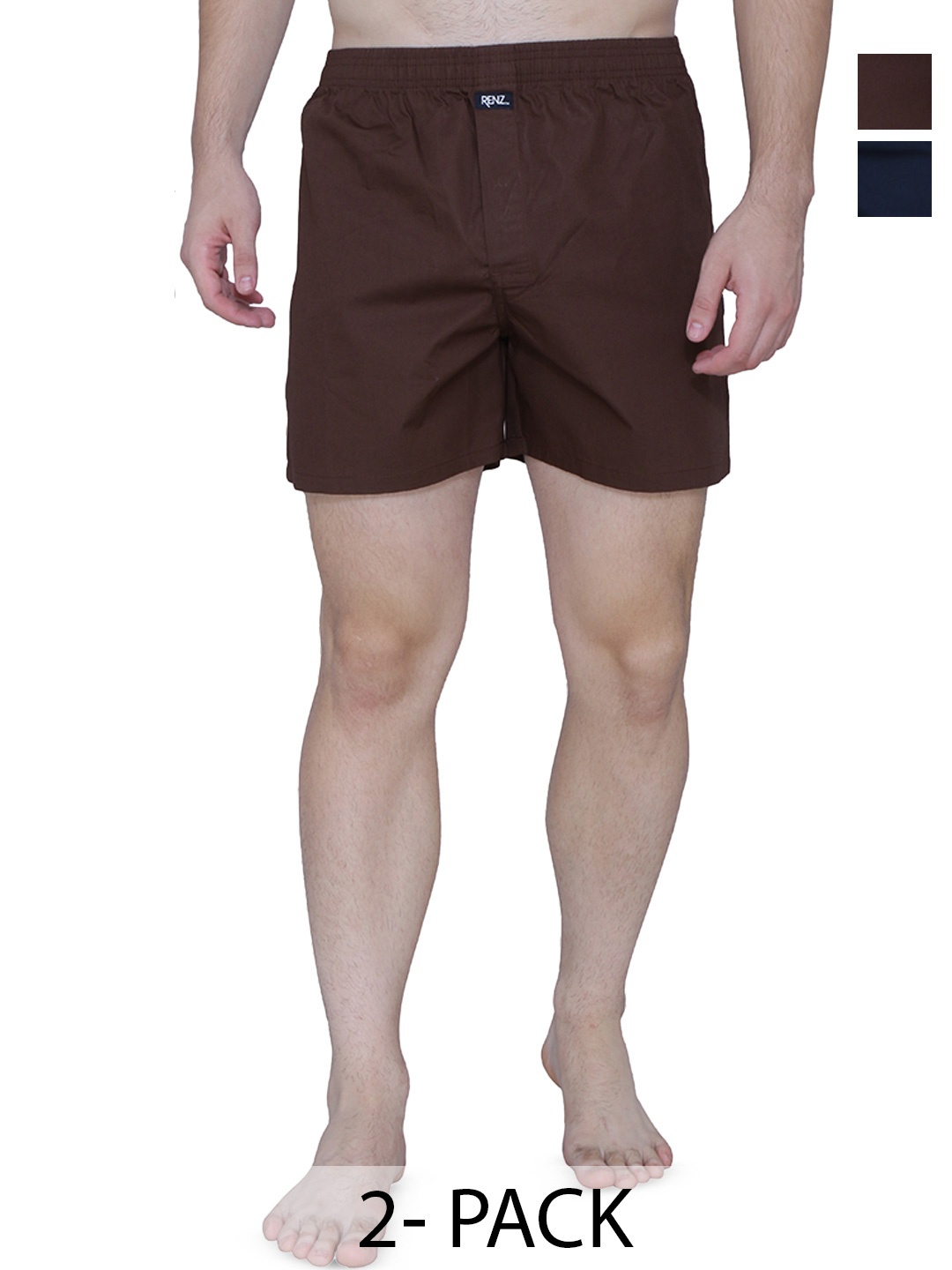 

RENZ Pack Of 2 Pure Cotton Boxers RBX4112_M, Navy blue
