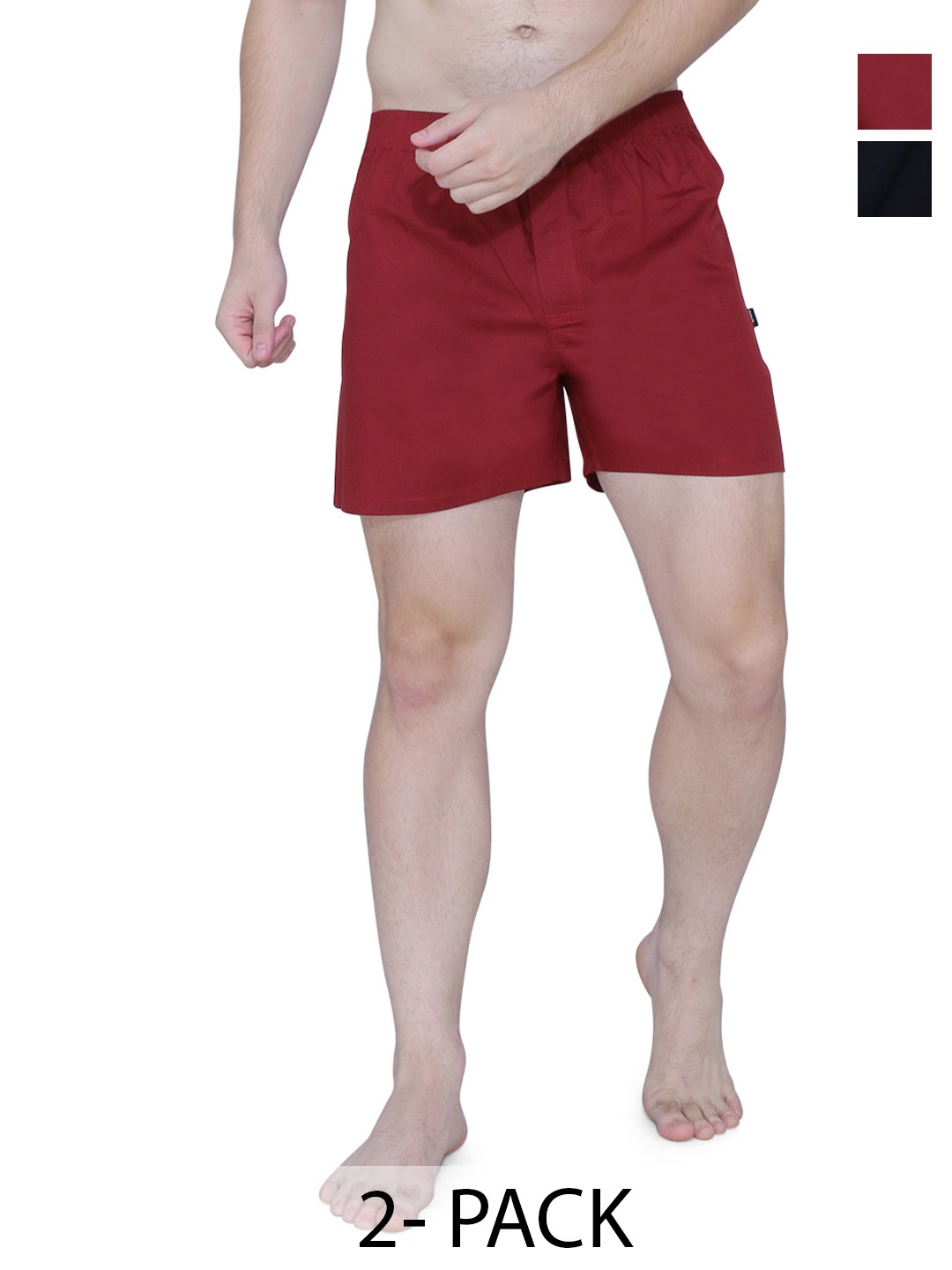 

RENZ Pack of 2 Pure Cotton Boxer-RBX4113_M, Maroon