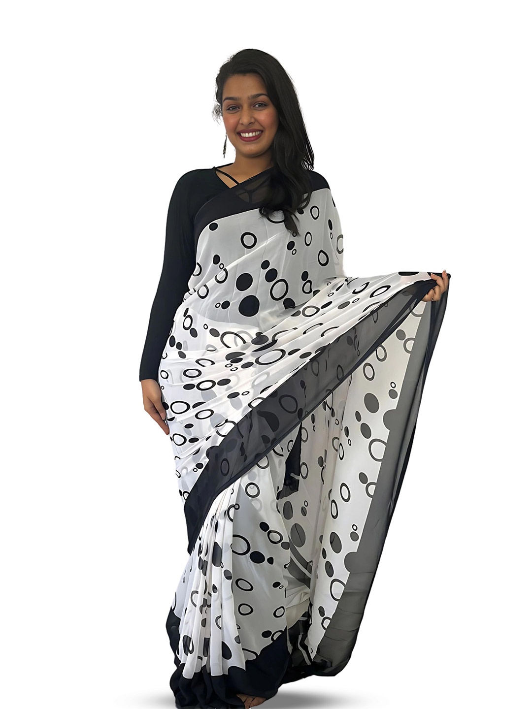 

Sitanjali Printed Saree With Blouse Piece, Black