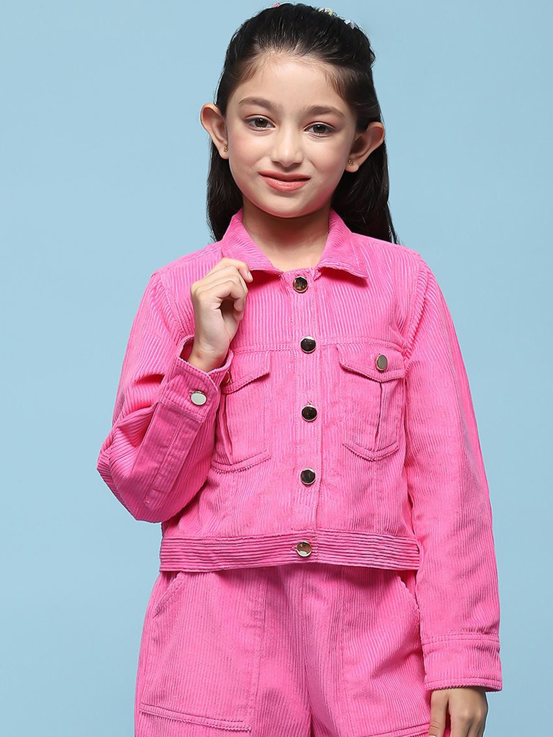 

Biba Girls Washed Longline Denim Jacket, Pink