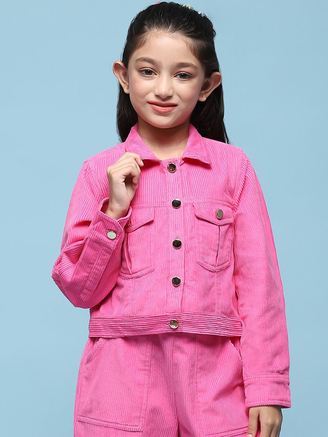 

Biba Girls Washed Longline Denim Jacket, Pink