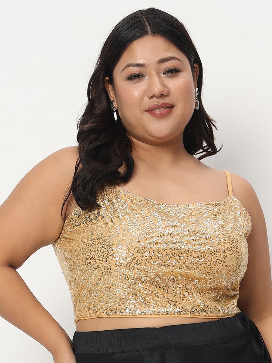 

studio rasa Embellished Shoulder Straps Top, Gold