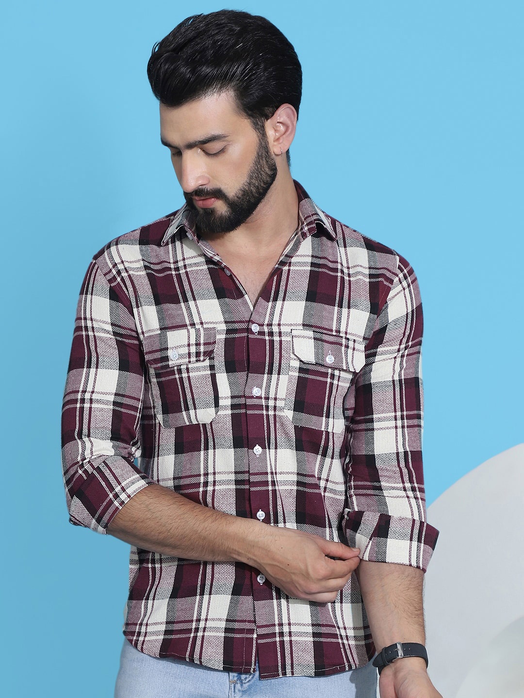 

Indian Needle Classic Tartan Checked Pure Cotton Casual Shirt, Maroon