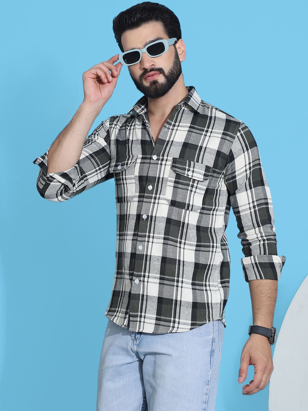 

Indian Needle Classic Tartan Checked Pure Cotton Casual Shirt, Olive