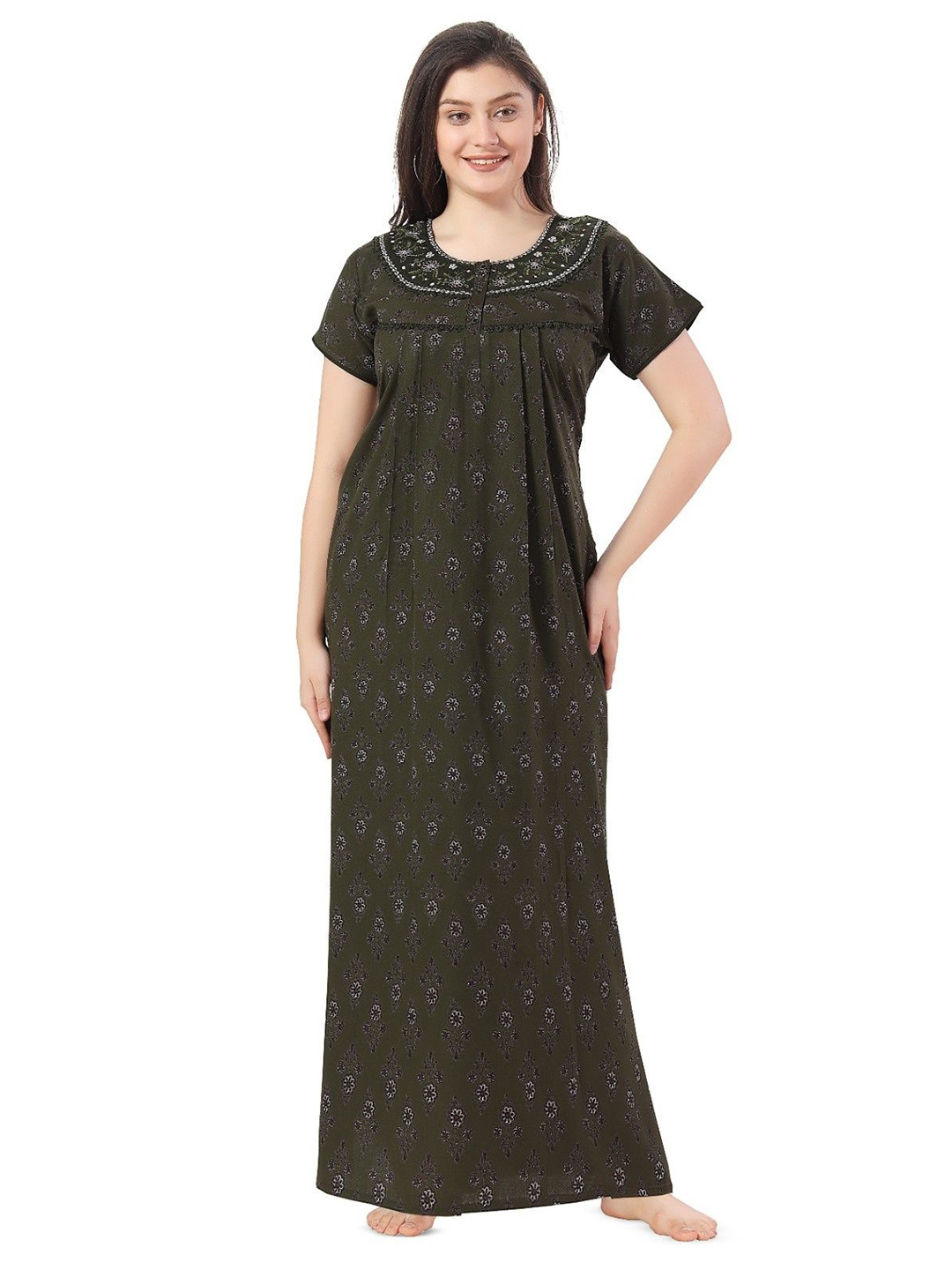 

Soulemo Floral Printed Maxi Nightdress, Green
