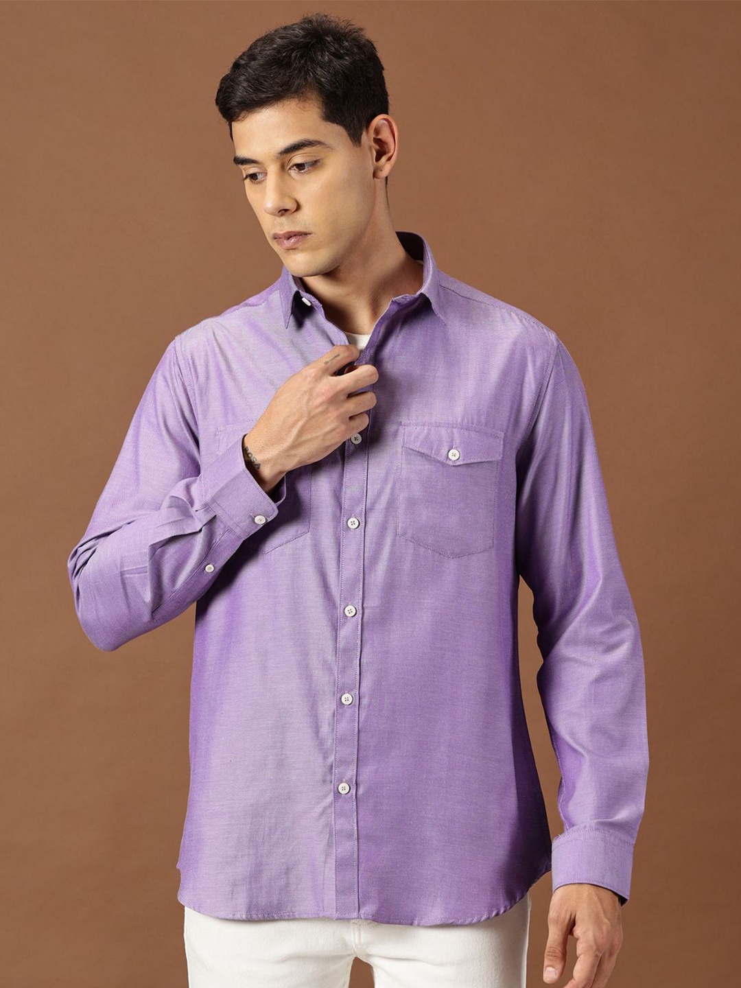 

INVICTUS Original Slim Fit Spread Collar Casual Shirt, Purple