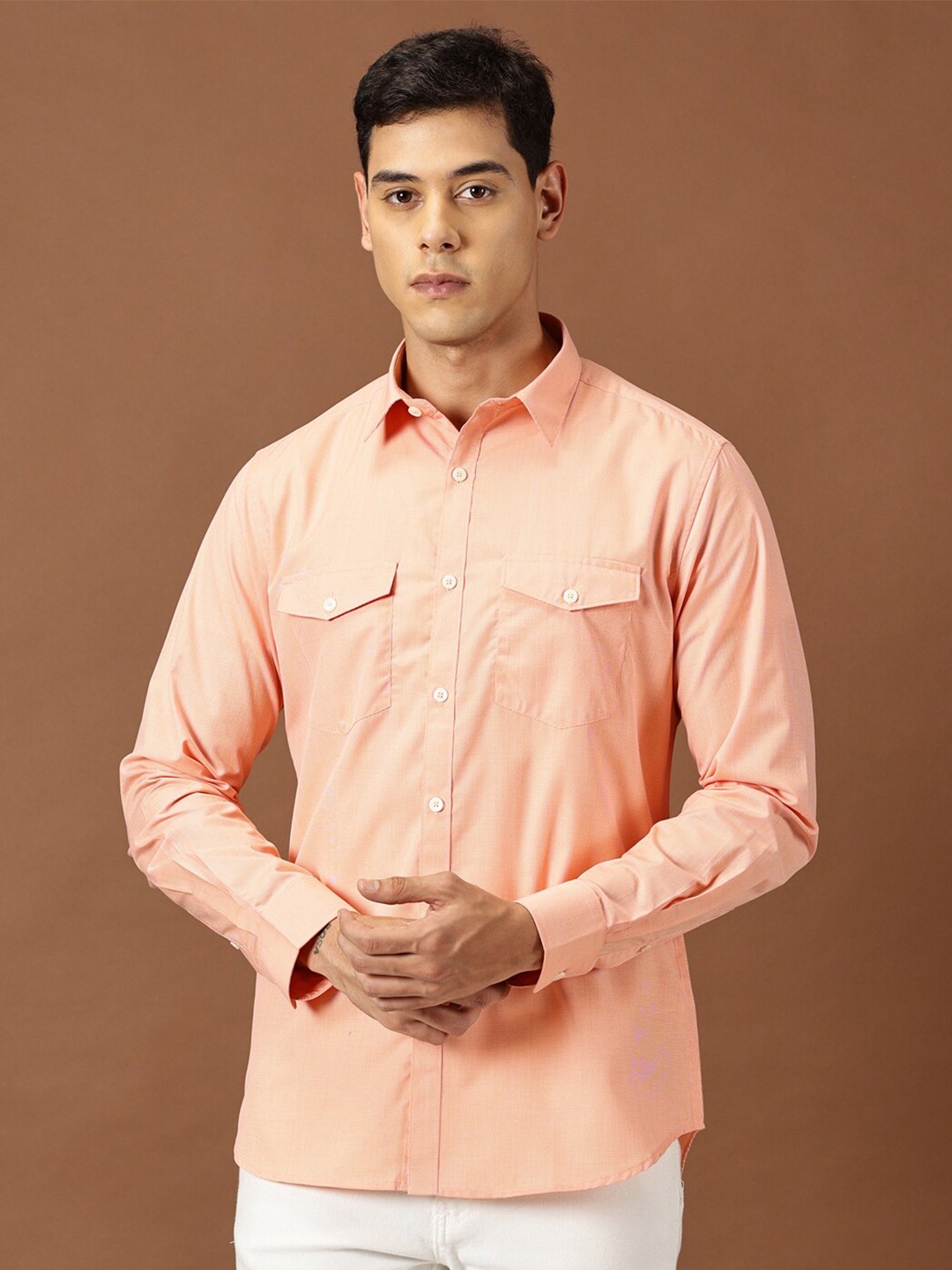

INVICTUS Original Slim Fit Spread Collar Casual Shirt, Orange
