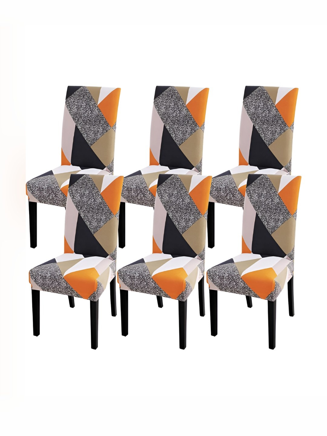 

P-Plus International White & Orange 6-Pcs Colorblocked Chair Covers