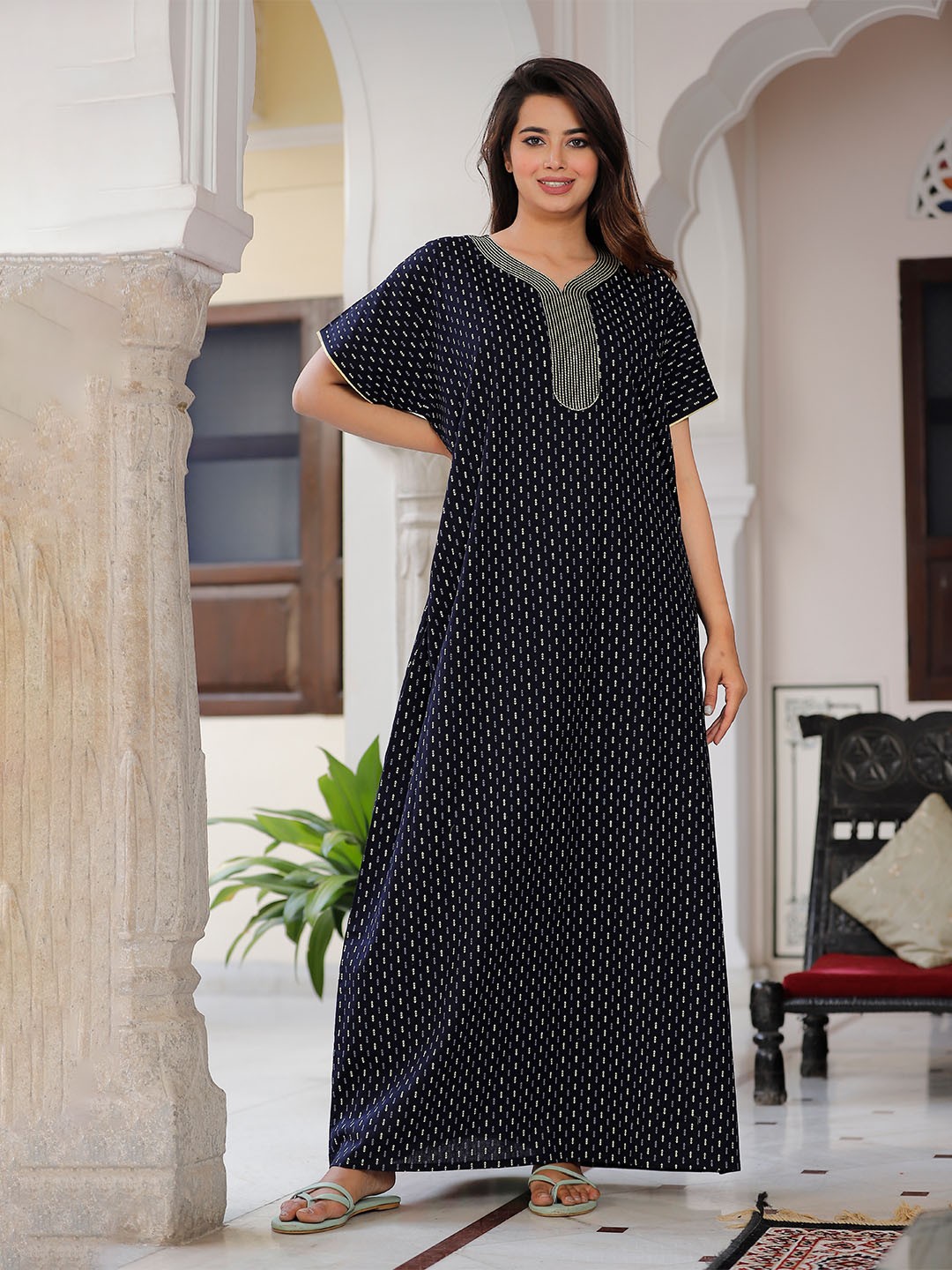 

G4Girl Printed Maxi Nightdress, Navy blue