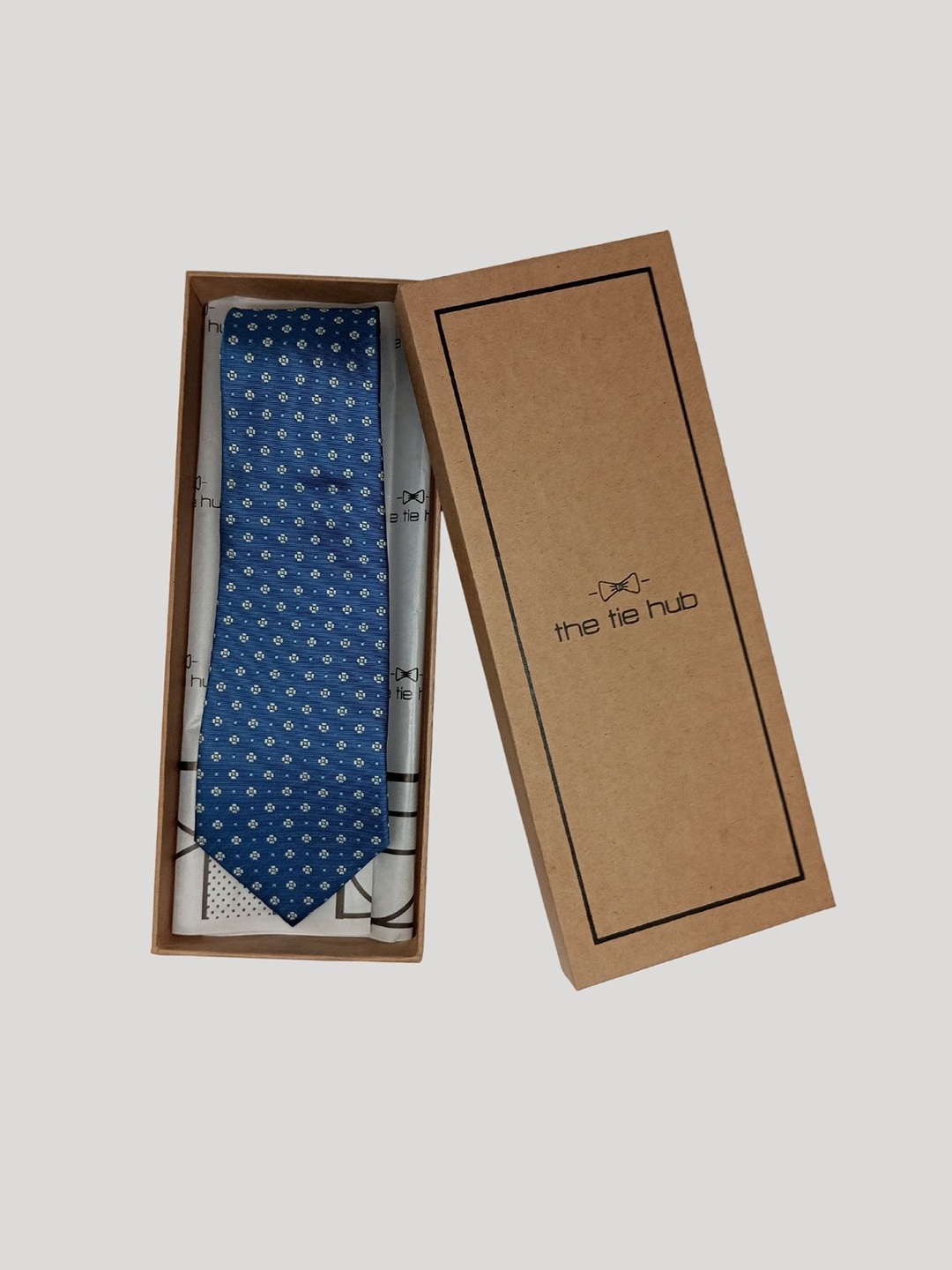 

The Tie Hub Men Floral Woven Design Silk Broad Tie, Blue