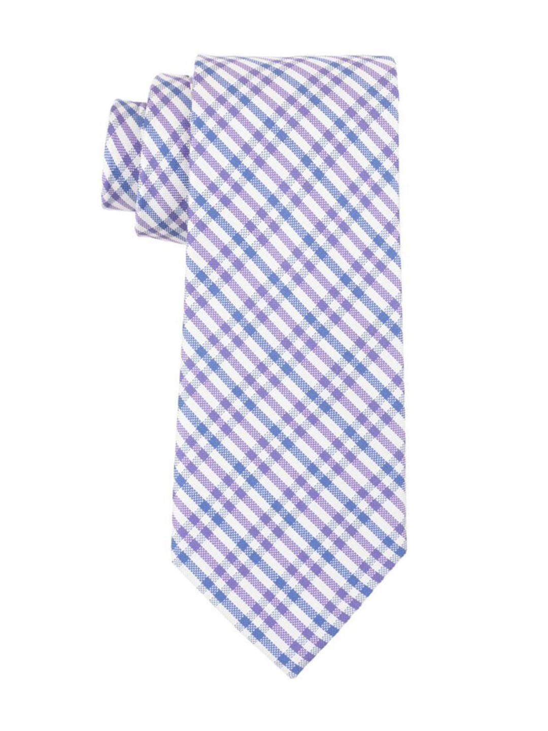 

The Tie Hub Men Checked Pure Silk Broad Tie, Purple