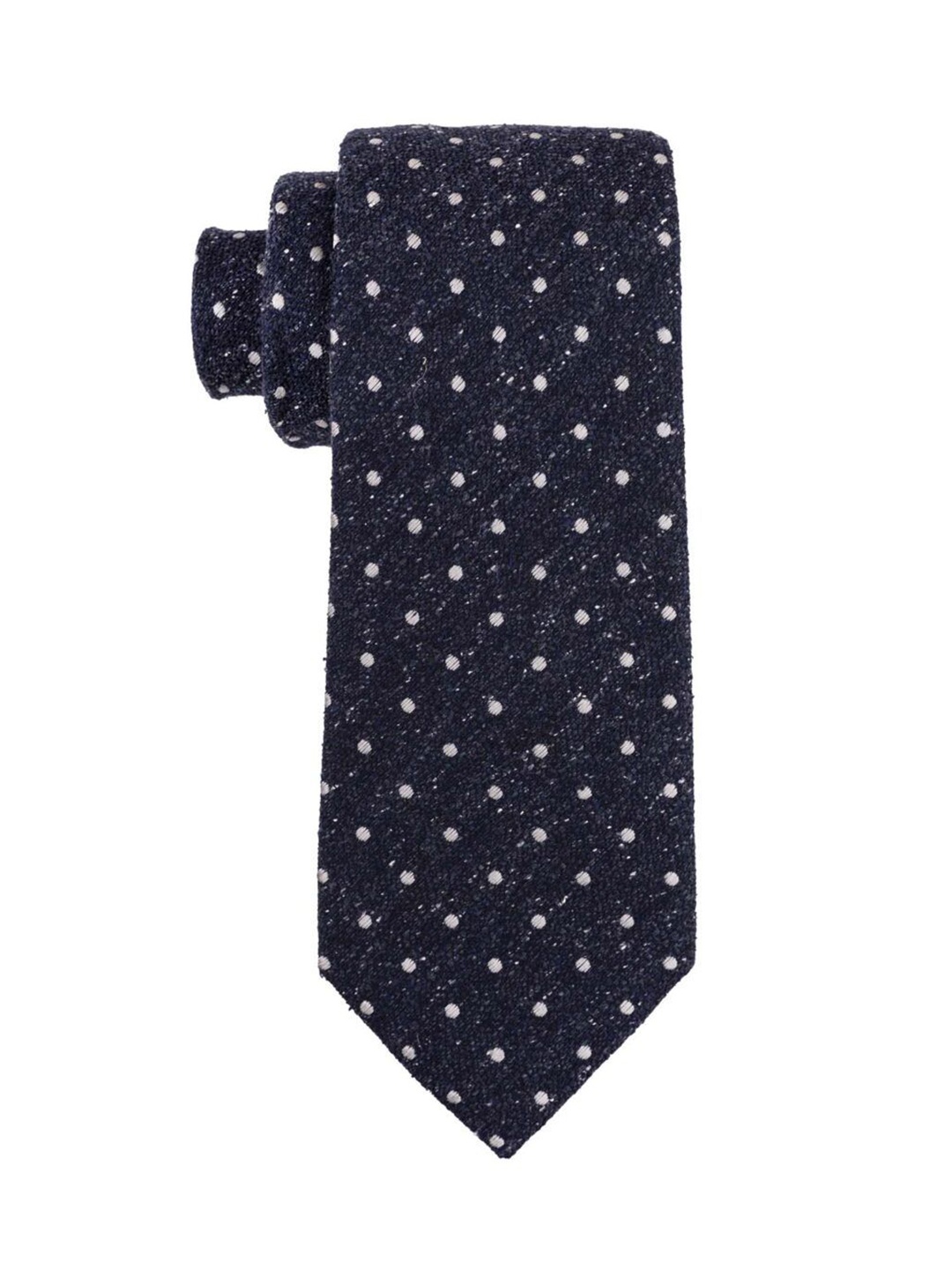 

The Tie Hub Men Polka Dot Woven Design Pure Silk Broad Tie, Blue