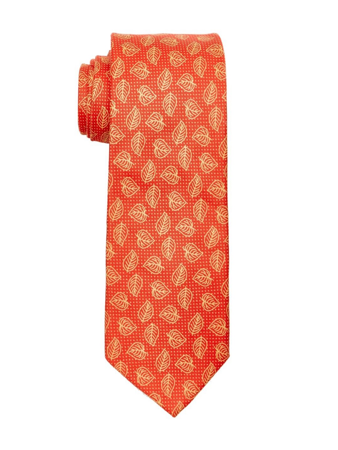 

The Tie Hub Men Printed Cotton Broad Tie, Orange