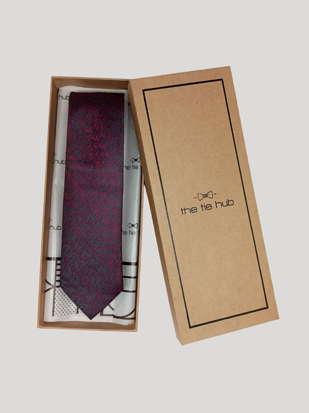 

The Tie Hub Men Floral Woven Design Silk Broad Tie, Purple