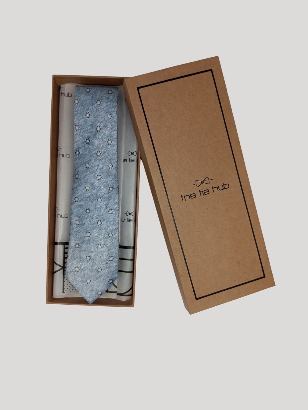 

The Tie Hub Men Floral Woven Design Silk Broad Tie, Blue