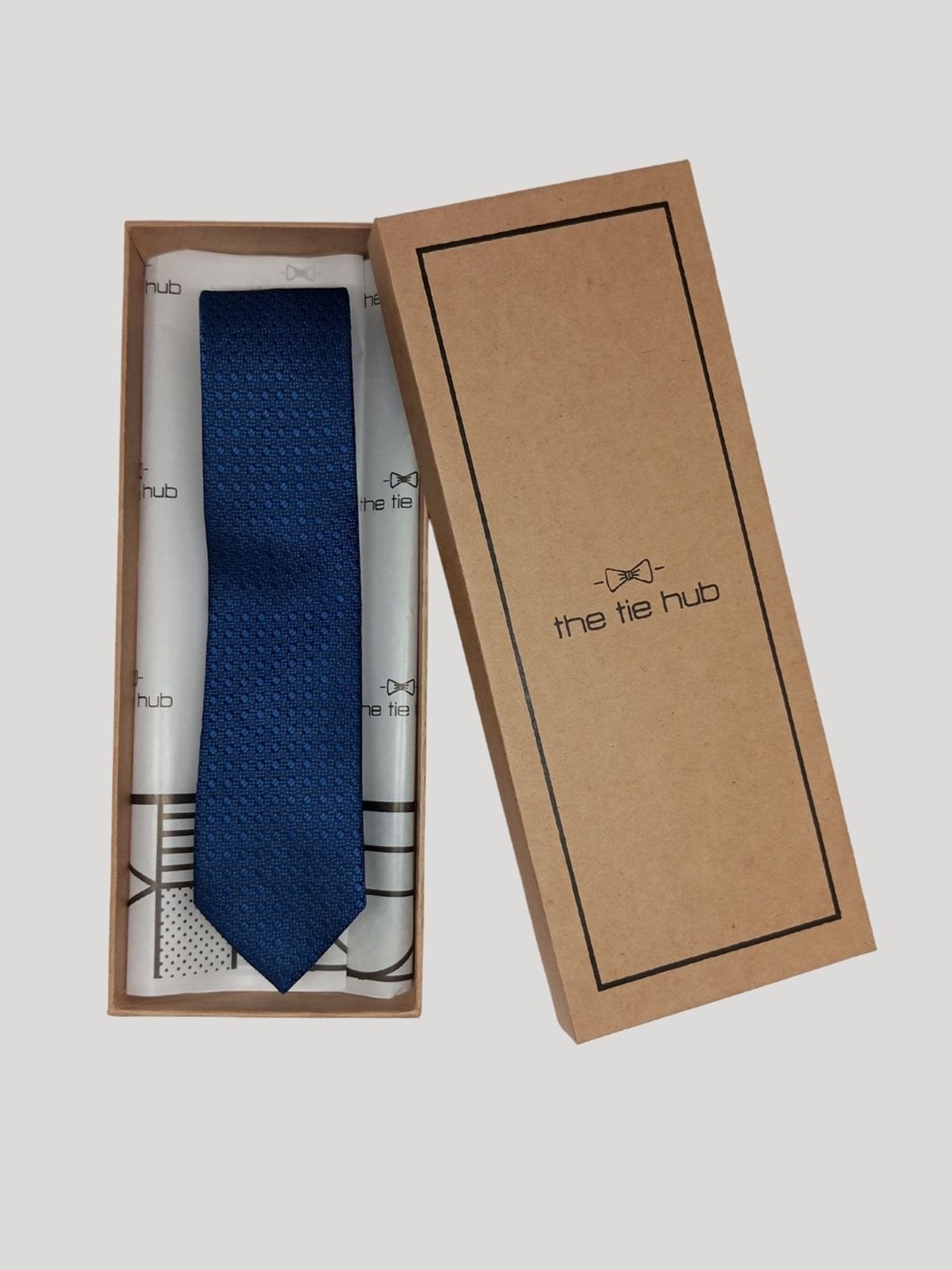 

The Tie Hub Men Floral Woven Design Silk Broad Tie, Blue