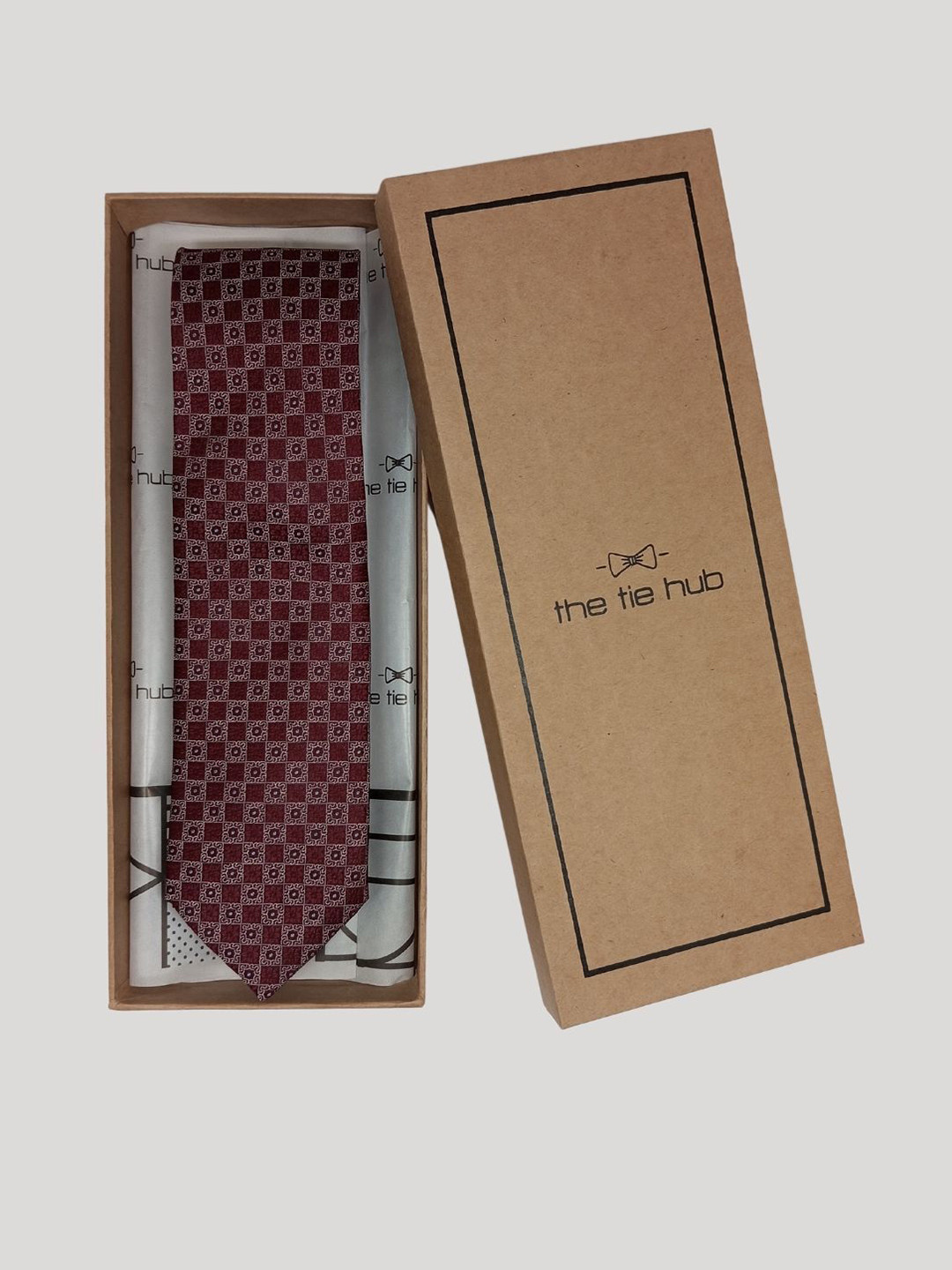 

The Tie Hub Men Floral Woven Design Silk Broad Tie, Maroon