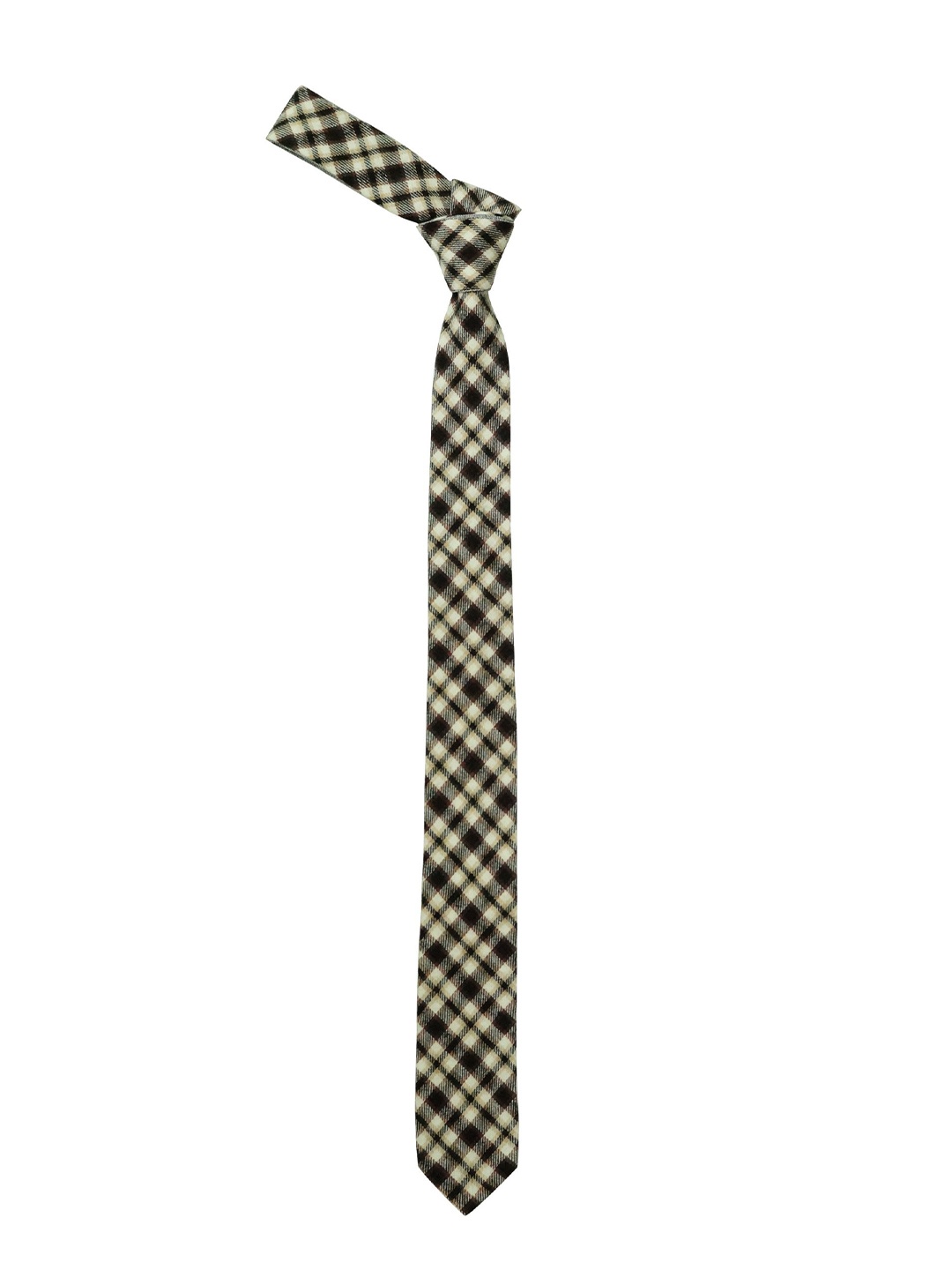 

The Tie Hub Men Checked Woollen Broad Tie, Beige