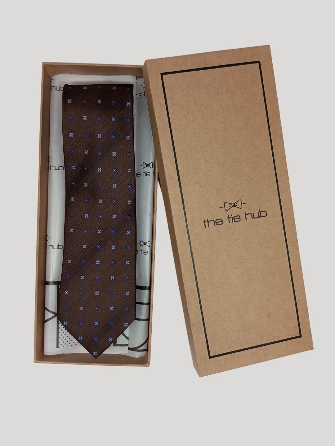 

The Tie Hub Men Floral Woven Design Silk Broad Tie, Brown