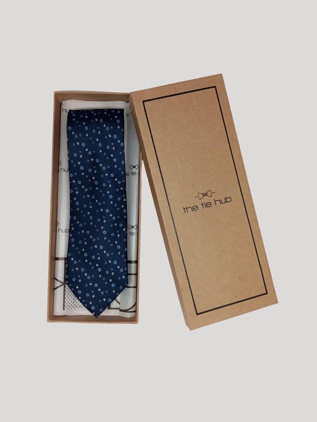 

The Tie Hub Men Floral Woven Design Silk Broad Tie, Blue