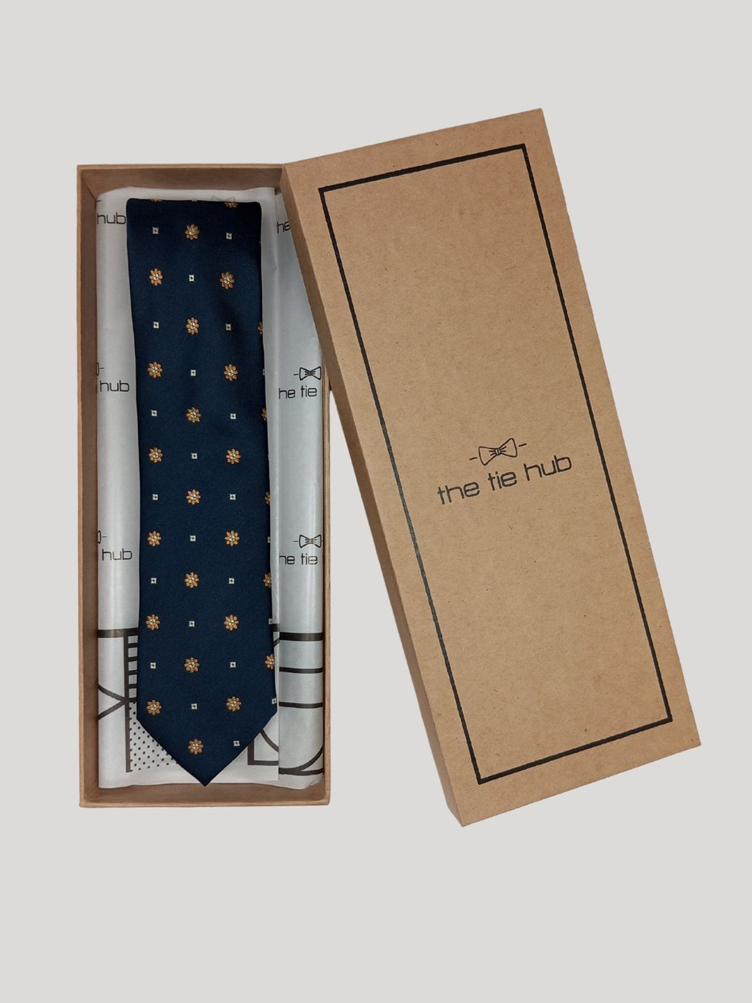 

The Tie Hub Men Floral Woven Design Classic Silk Broad Tie, Blue
