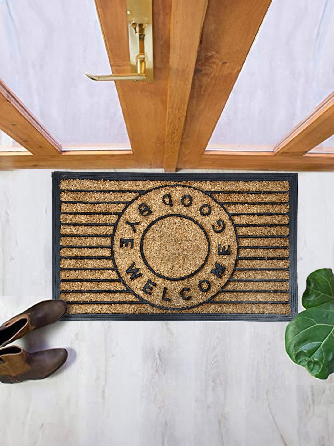 

Aura Camel Brown Printed Anti-Skid Dirt Collecting Doormat