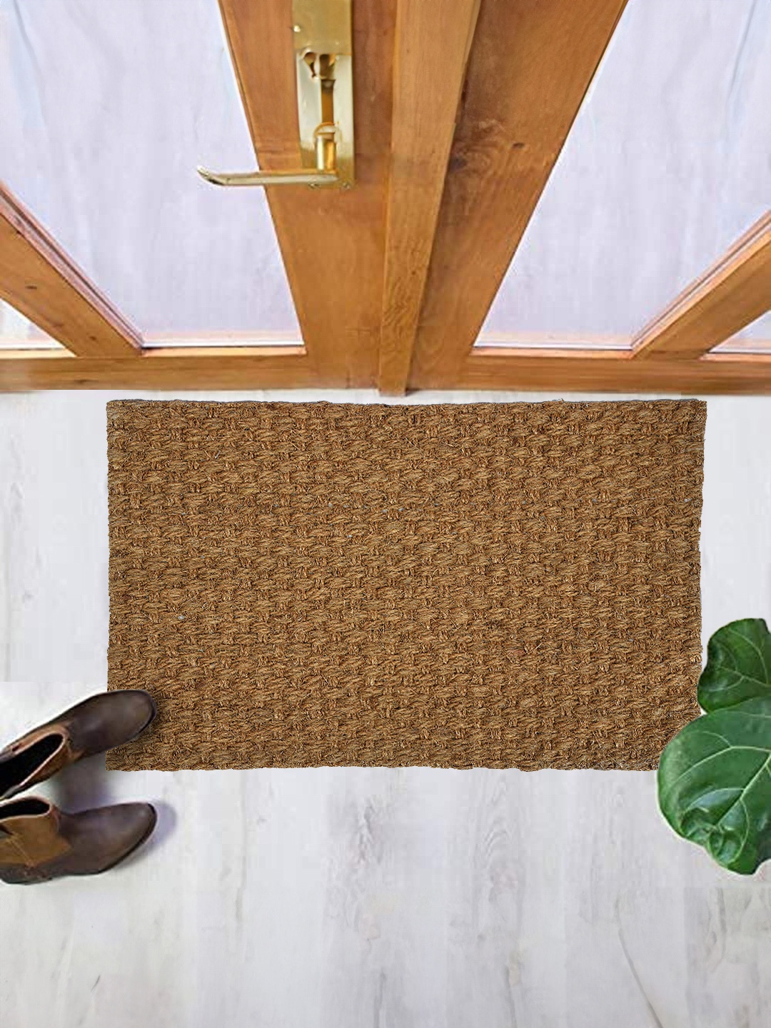 

Aura Camel Brown Printed Anti-Skid Dirt Collecting Doormat