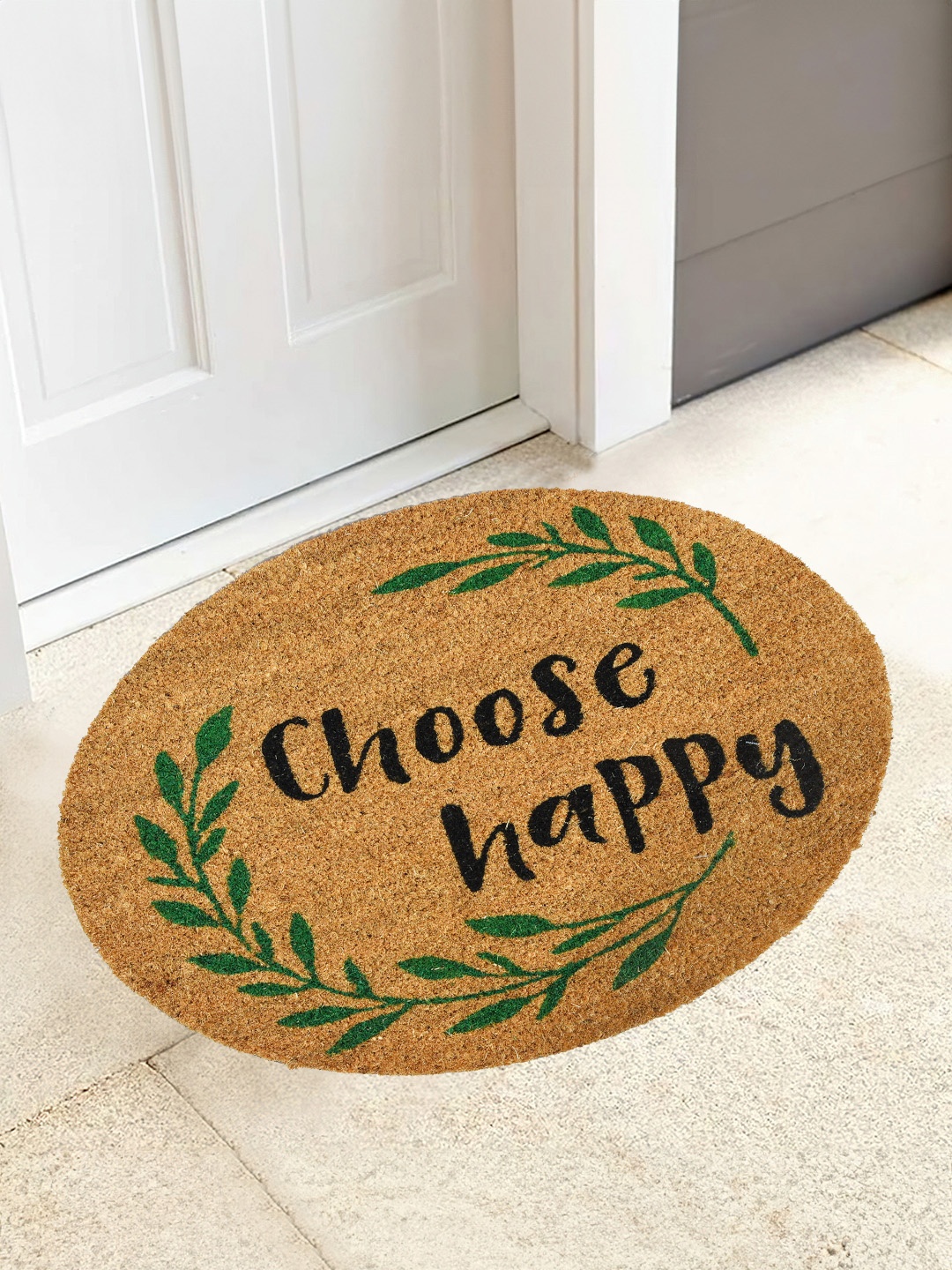 

Aura Camel Brown & Green Printed Coir Anti-Skid Dirt Collecting Doormat